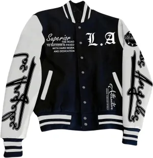 SOLY HUX Men's Varsity Jacket Color Block Letter Graphic Print Long Sleeve Casual Baseball Jacket