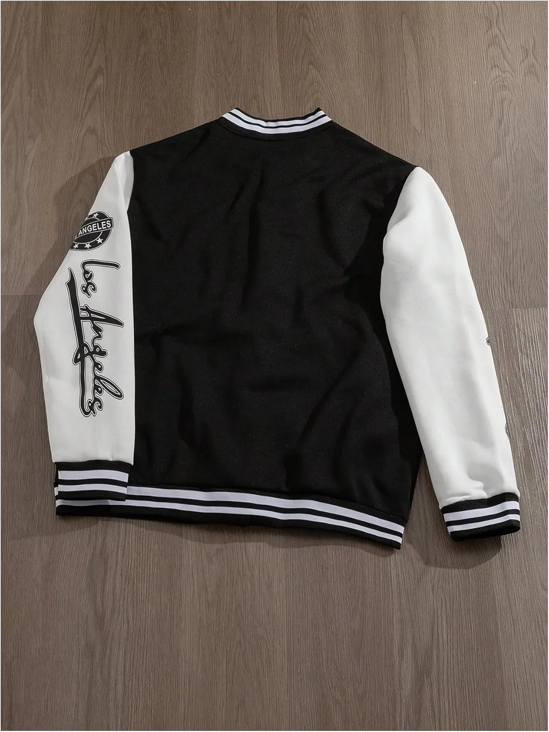 SOLY HUX Men's Varsity Jacket Color Block Letter Graphic Print Long Sleeve Casual Baseball Jacket