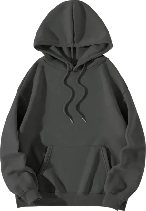 SOLY HUX Women's Drawstring Hoodies Drop Shoulder Long Sleeve Oversized Sweatshirt Pullover Tops