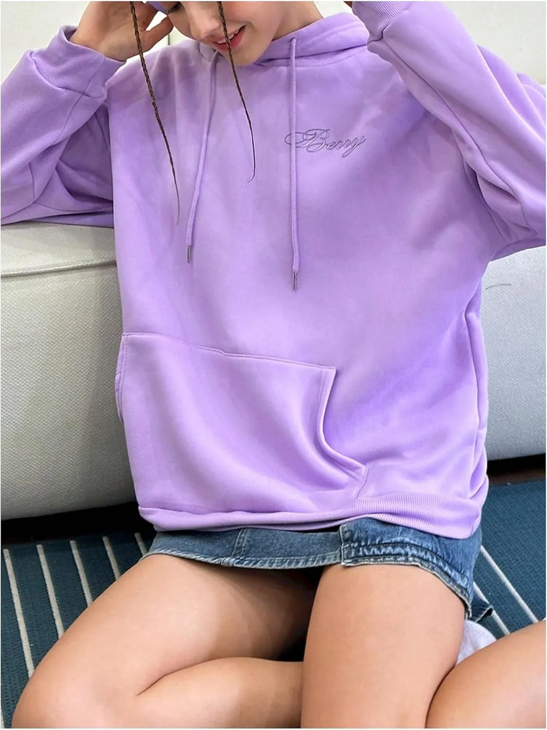 SOLY HUX Women's Graphic Hoodies Oversized Drawstring Long Sleeve Letter Car Print Sweatshirt Pullover Tops