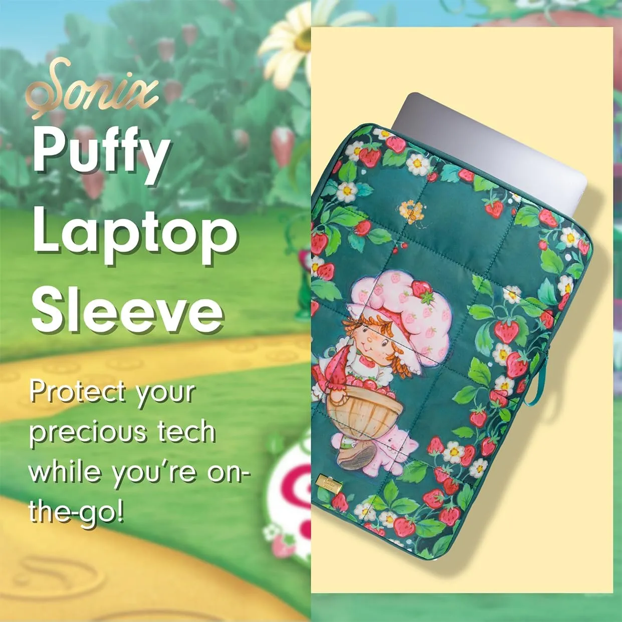 Sonix | Puffy Laptop Sleeve | 15-16 Inch, Quilted Pillow Puffer Laptop Carrying Case, Computer Sleeve | Strawberry Shortcake & Custard