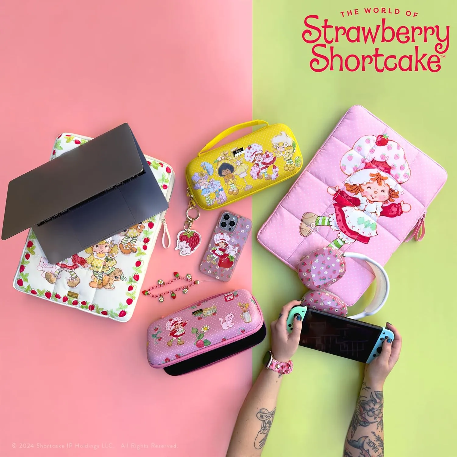 Sonix | Puffy Laptop Sleeve | 15-16 Inch, Quilted Pillow Puffer Laptop Carrying Case, Computer Sleeve | Strawberry Shortcake & Custard
