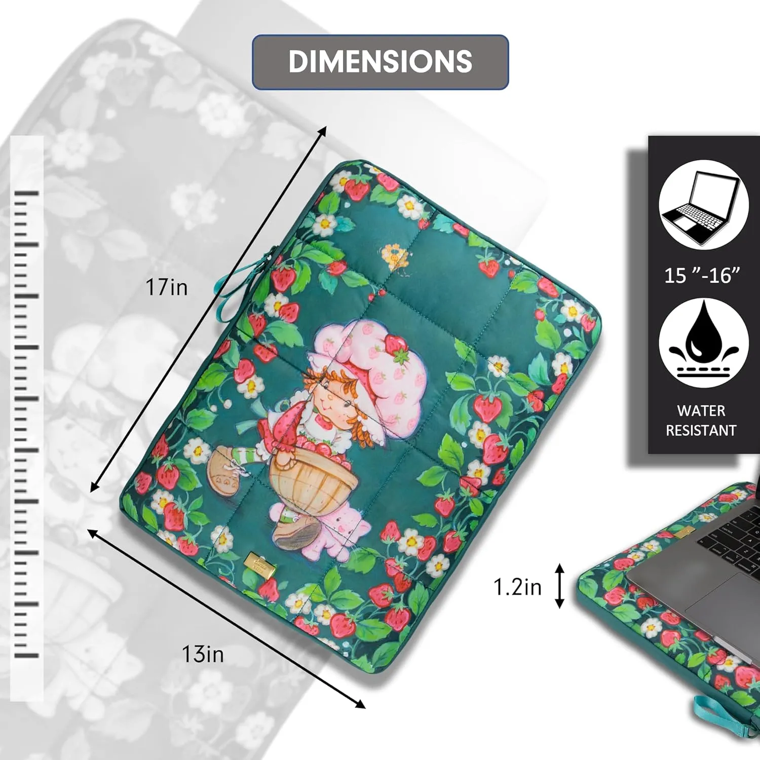 Sonix | Puffy Laptop Sleeve | 15-16 Inch, Quilted Pillow Puffer Laptop Carrying Case, Computer Sleeve | Strawberry Shortcake & Custard