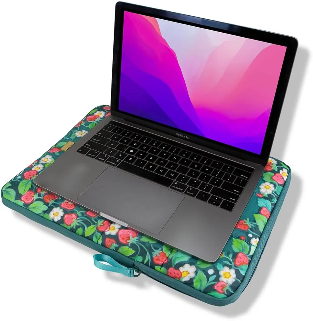 Sonix | Puffy Laptop Sleeve | 15-16 Inch, Quilted Pillow Puffer Laptop Carrying Case, Computer Sleeve | Strawberry Shortcake & Custard