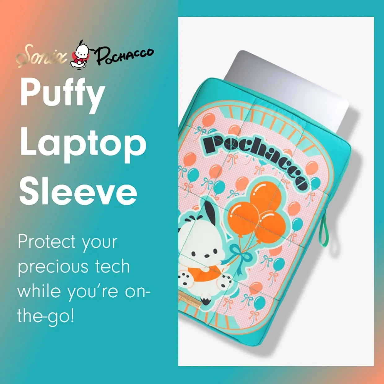 Sonix x Sanrio | Puffy Laptop Sleeve | 15-16 Inch, Quilted Pillow Puffer Laptop Carrying Case, Computer Sleeve | Pochacco Retro Vibes