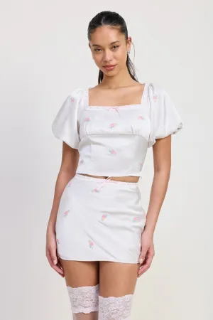 SQAURE NECK BUBBLE CAP SLEEVE TOP