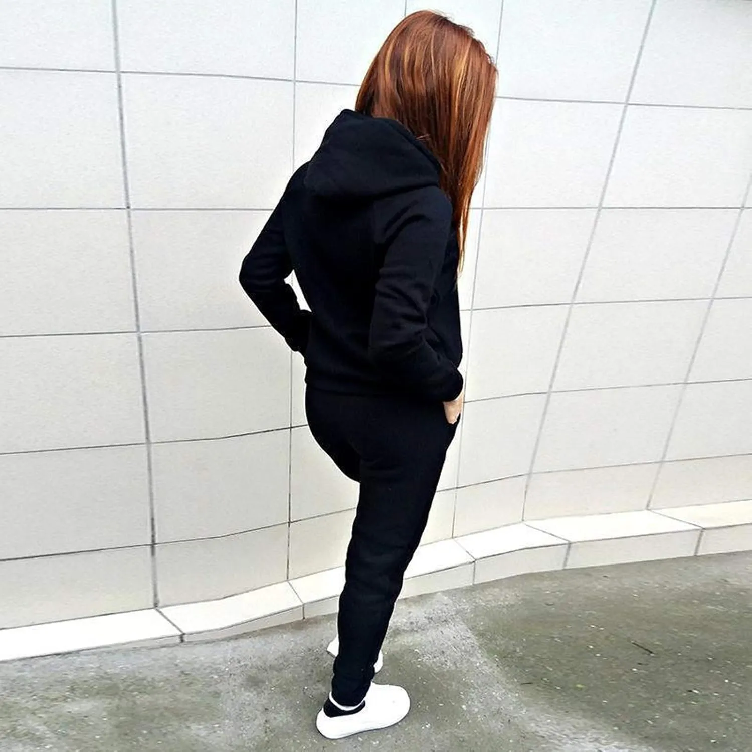 Straight Leg Cargo Sweatpants Women Blocking Gradient Casual Pants Side Pockets Leg Opening Drawstring Seasonal