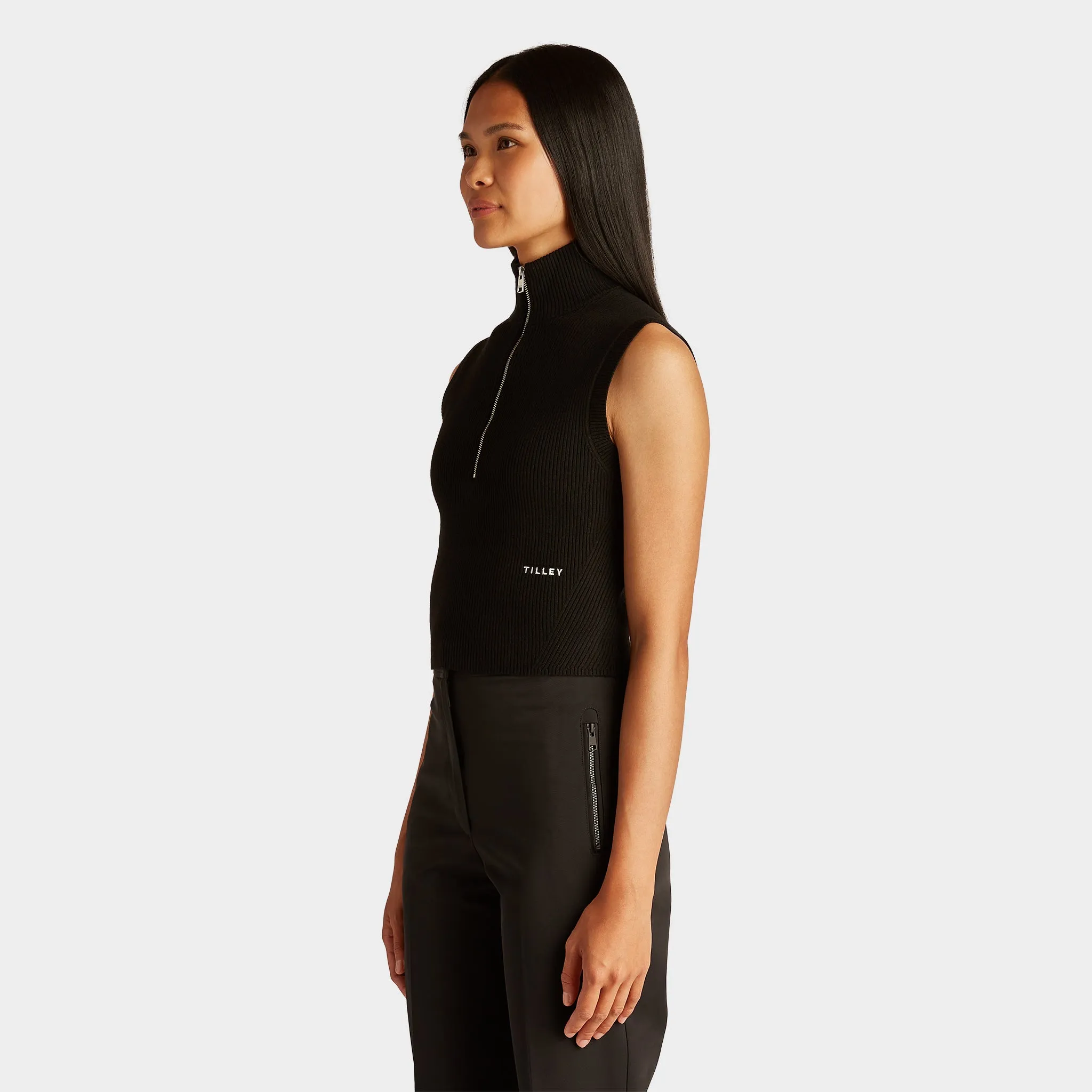 Stretch Merino Sleeveless Turtleneck