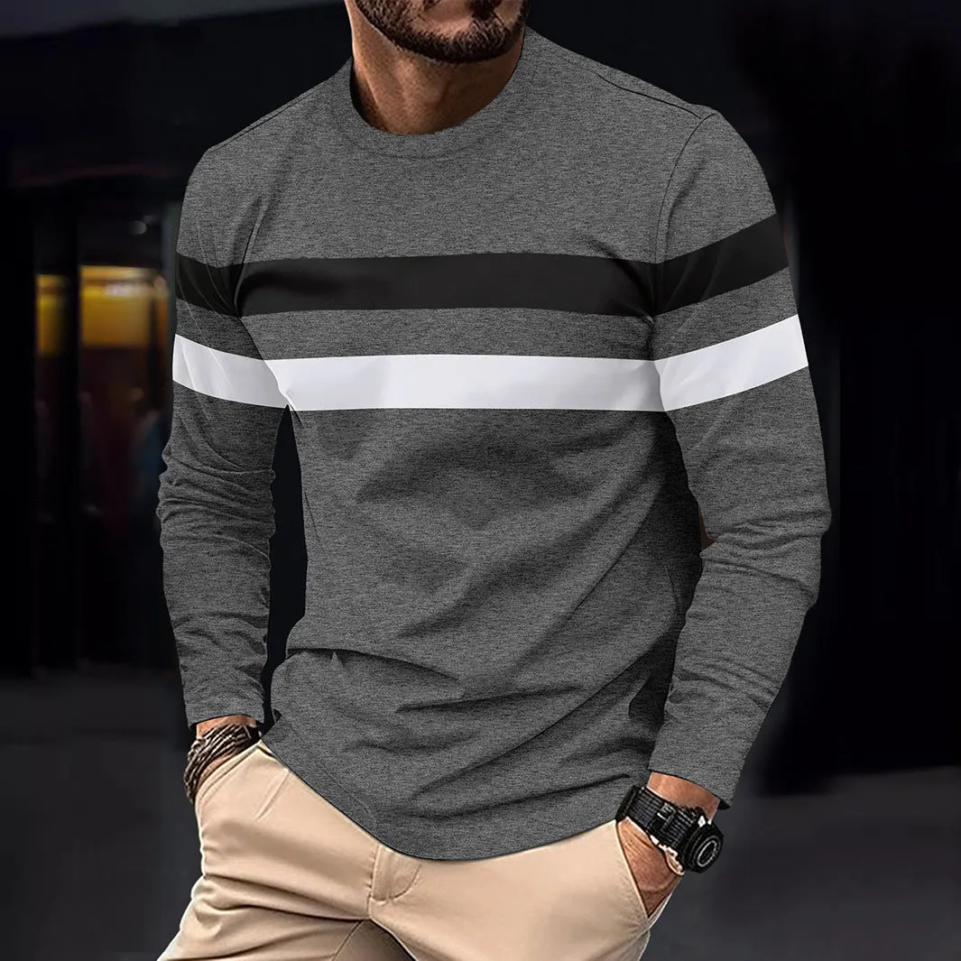 Stripped Cotten Long Sleeve T-shirt