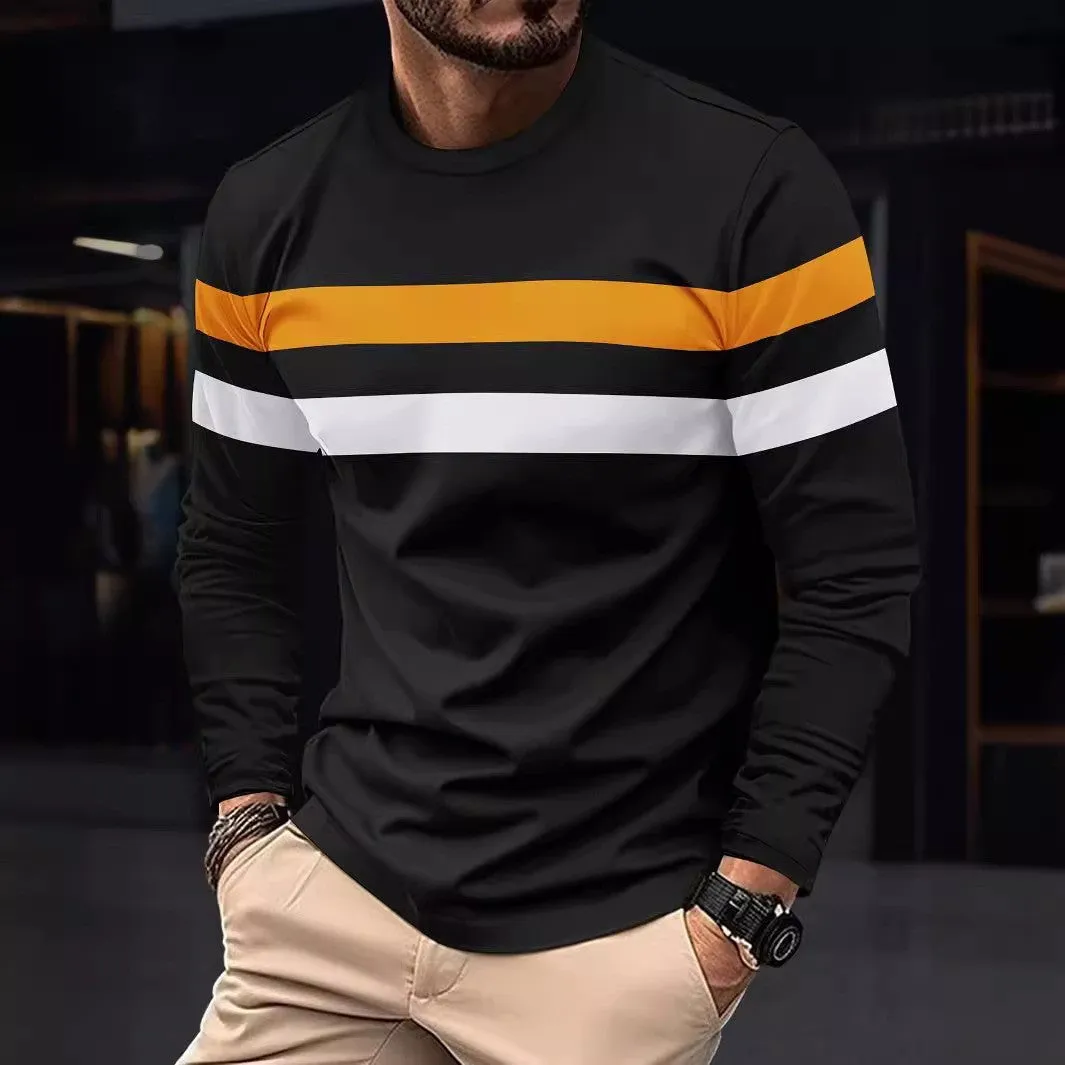 Stripped Cotten Long Sleeve T-shirt