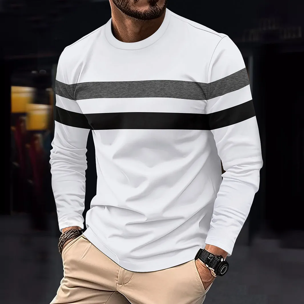 Stripped Cotten Long Sleeve T-shirt
