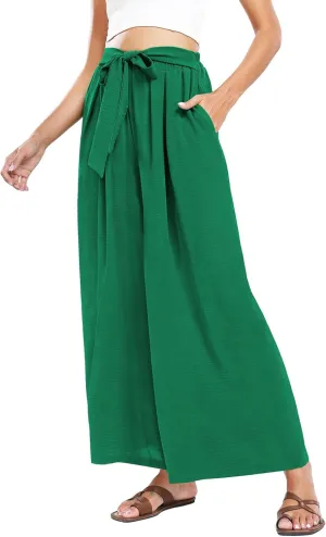 Summe Wide Leg Dress Pants for Women High Waisted Palazzo Casual Work Pants Beach Trousers with Pocket