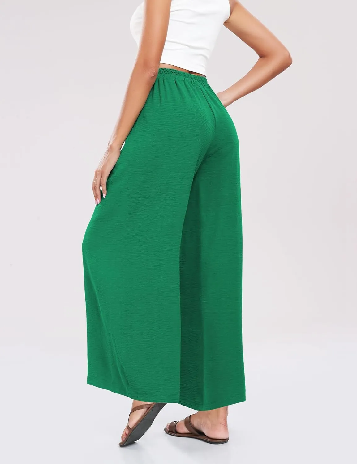 Summe Wide Leg Dress Pants for Women High Waisted Palazzo Casual Work Pants Beach Trousers with Pocket