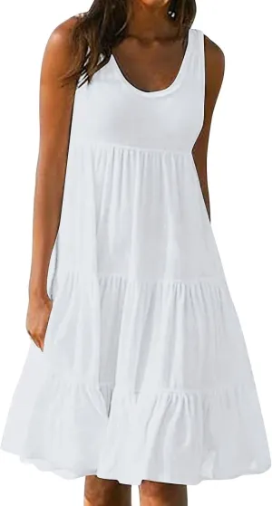 Summer Dresses for Women Plus Size Beach Dress Casual Sundresses Sexy Sleeveless Babydoll Flowy Midi Dresses