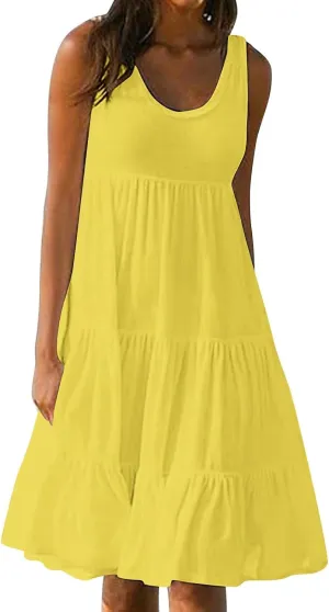 Summer Dresses for Women Plus Size Beach Dress Casual Sundresses Sexy Sleeveless Babydoll Flowy Midi Dresses