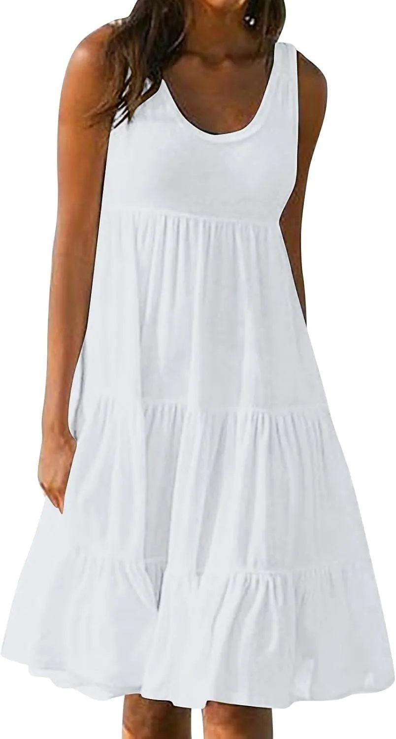 Summer Dresses for Women Plus Size Beach Dress Casual Sundresses Sexy Sleeveless Babydoll Flowy Midi Dresses