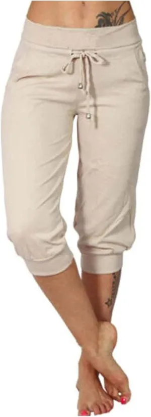 Summer Joggers for Women Casual Drawstring Low Waist Tapered Pants Stretch Slim Leg Capri Pants for Running