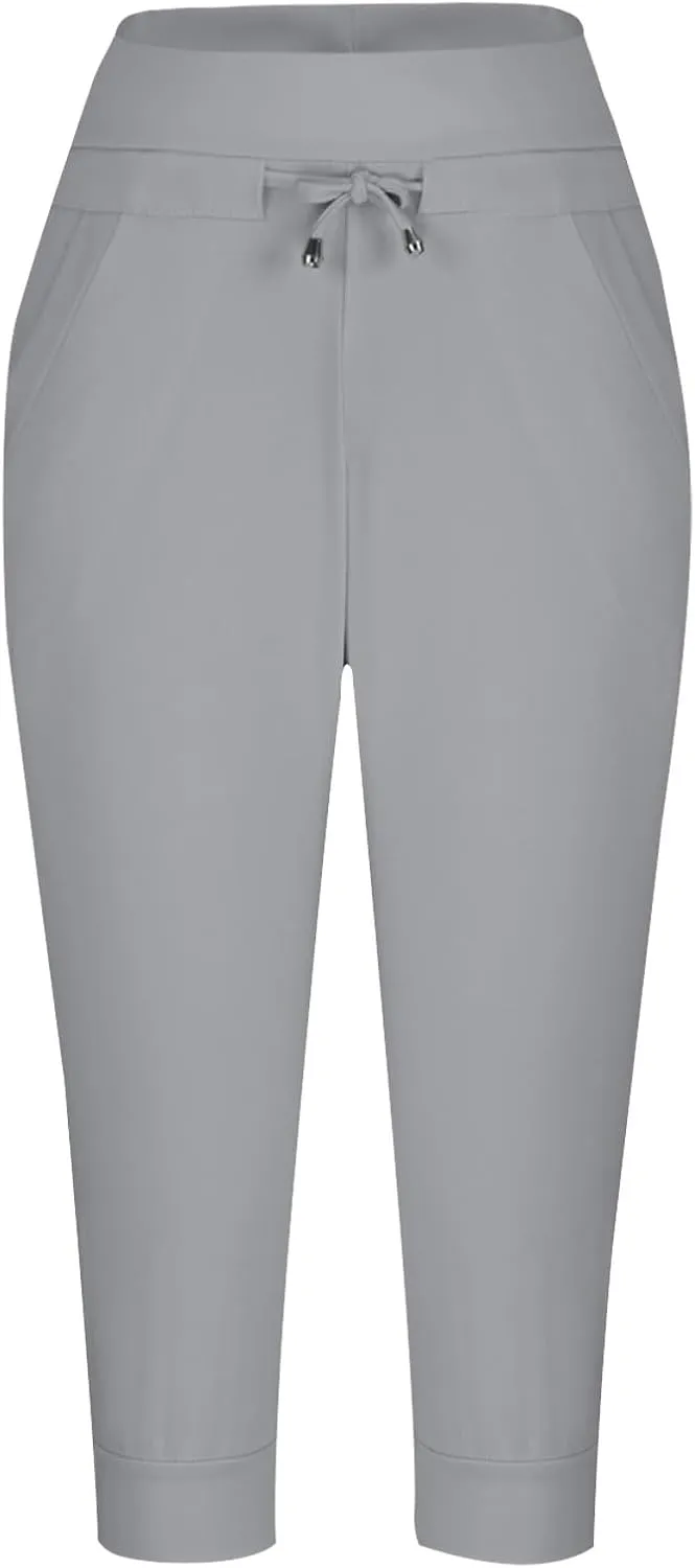Summer Joggers for Women Casual Drawstring Low Waist Tapered Pants Stretch Slim Leg Capri Pants for Running