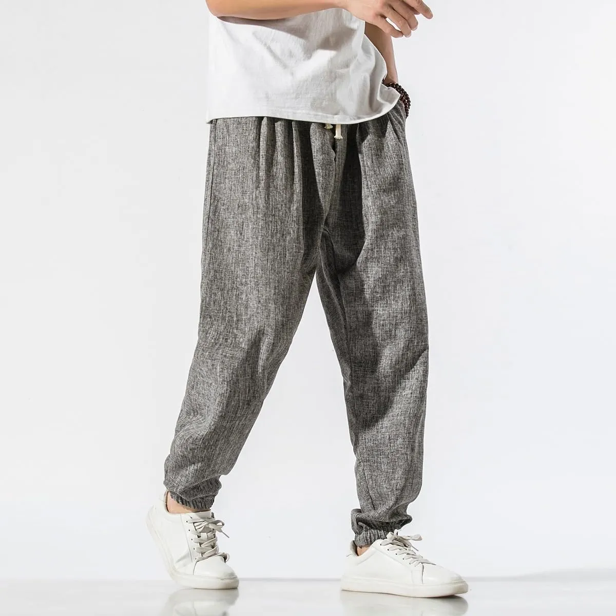 Summer Plus Size Plain Cotton-Linen Harem Pants - Loose Style Japanese-Inspired Casual Trousers