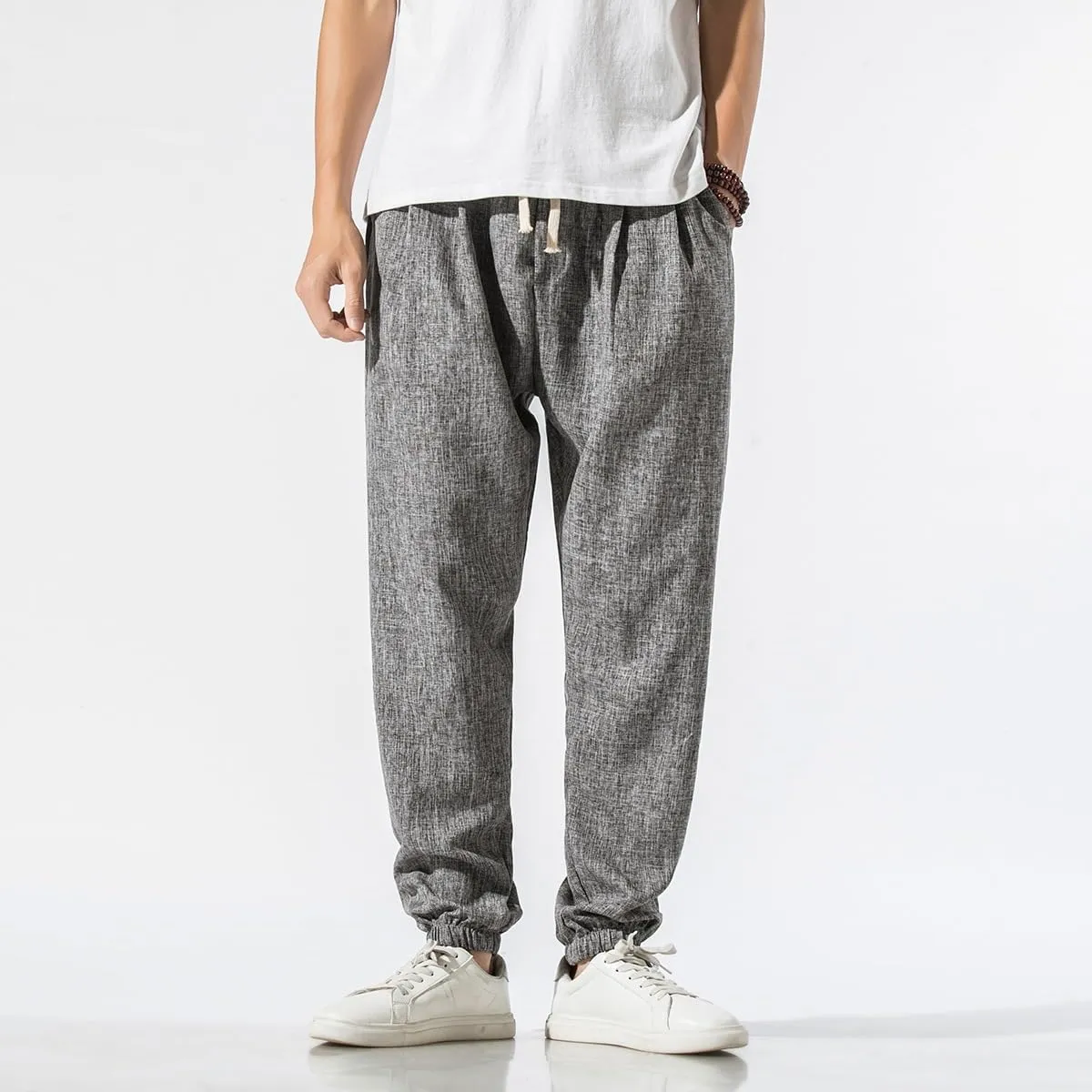 Summer Plus Size Plain Cotton-Linen Harem Pants - Loose Style Japanese-Inspired Casual Trousers