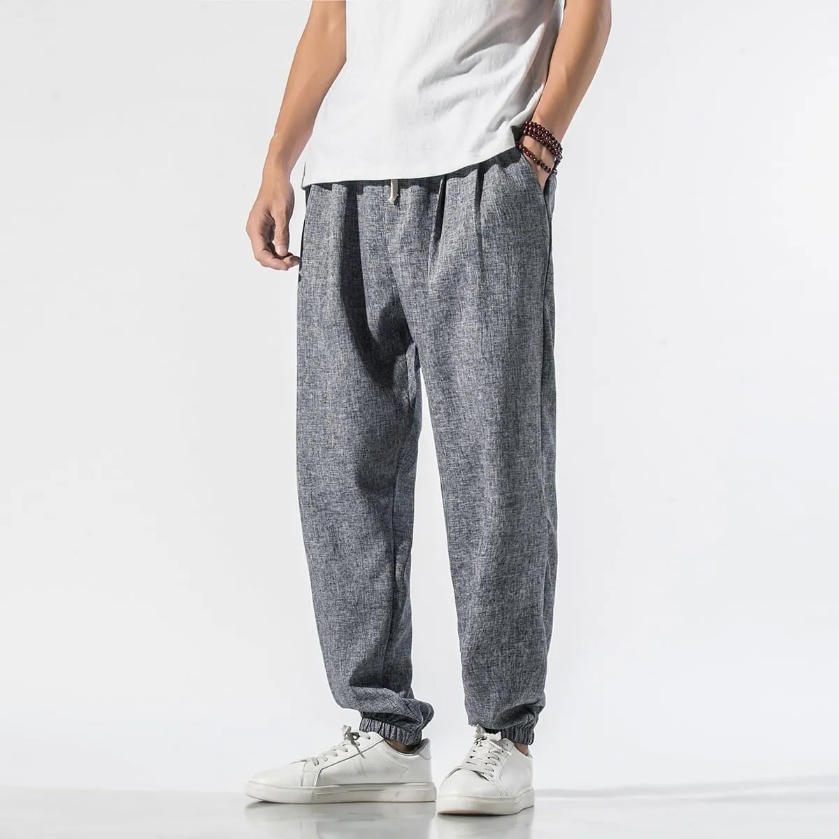 Summer Plus Size Plain Cotton-Linen Harem Pants - Loose Style Japanese-Inspired Casual Trousers