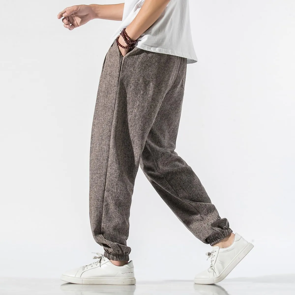 Summer Plus Size Plain Cotton-Linen Harem Pants - Loose Style Japanese-Inspired Casual Trousers