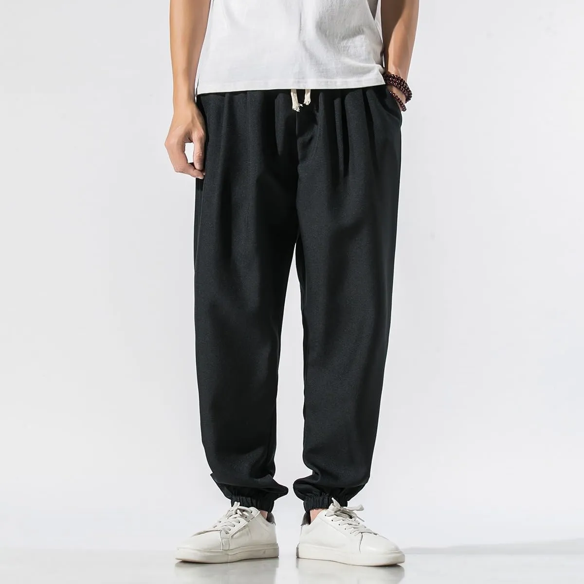 Summer Plus Size Plain Cotton-Linen Harem Pants - Loose Style Japanese-Inspired Casual Trousers