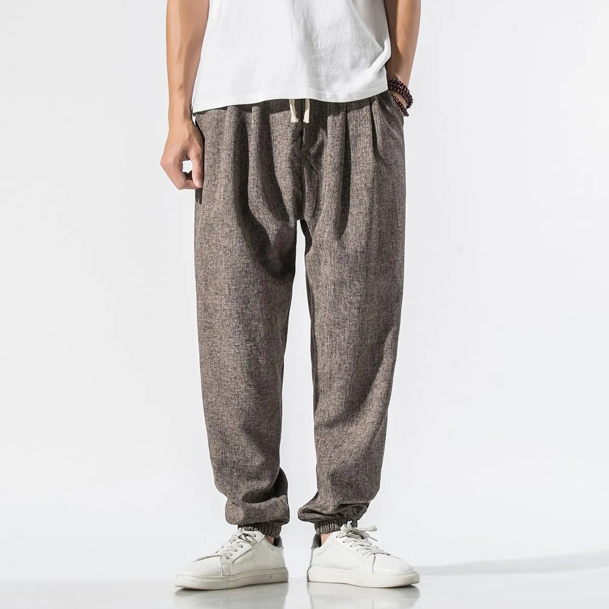 Summer Plus Size Plain Cotton-Linen Harem Pants - Loose Style Japanese-Inspired Casual Trousers