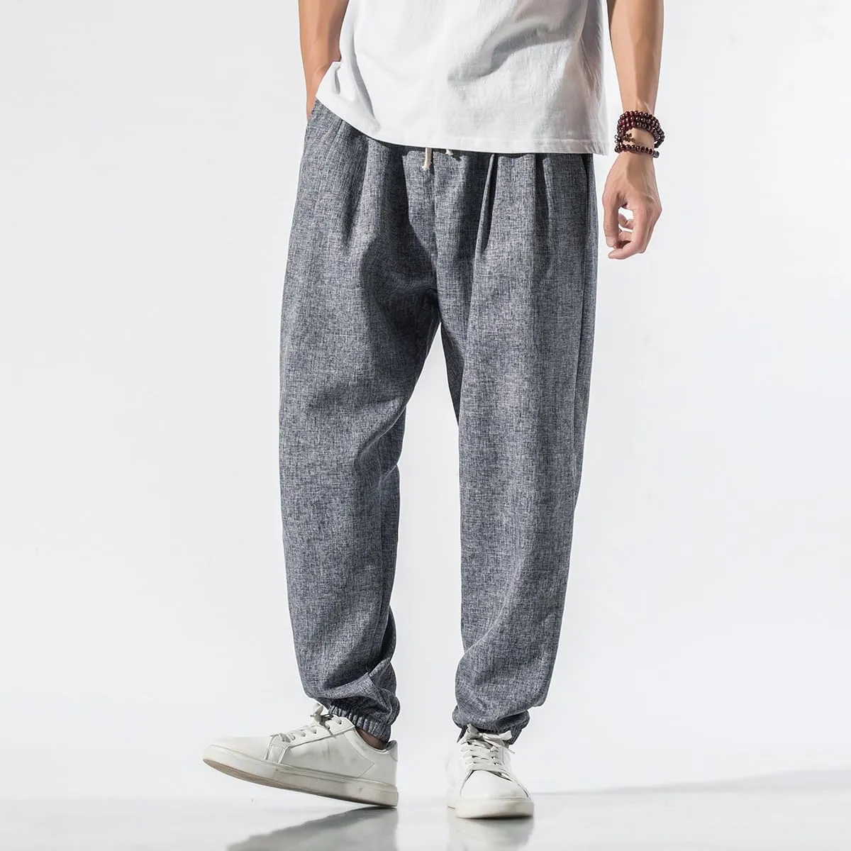 Summer Plus Size Plain Cotton-Linen Harem Pants - Loose Style Japanese-Inspired Casual Trousers