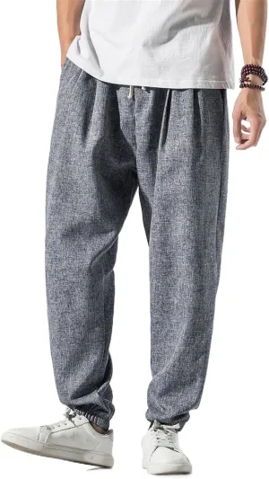 Summer Plus Size Plain Cotton-Linen Harem Pants - Loose Style Japanese-Inspired Casual Trousers