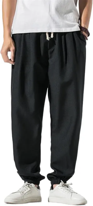 Summer Plus Size Plain Cotton-Linen Harem Pants - Loose Style Japanese-Inspired Casual Trousers