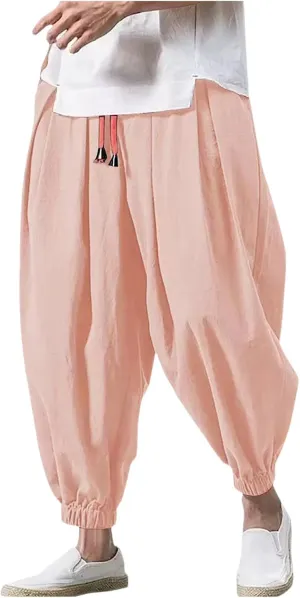 SUWBMHWE Harem Pants Men Shorts Boho Hippie Trousers Mens Baggy Any Occasion Trouser Elastic Drawstring Renaissance Pants
