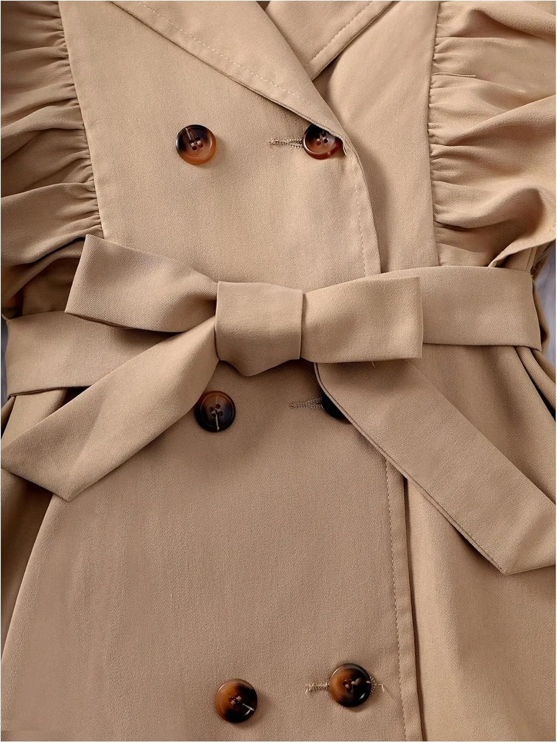 SweatyRocks Girl's Double Breasted Trench Coat Kids Long Sleeve Lightweight Belt Fall Dress Outerwear Jacket