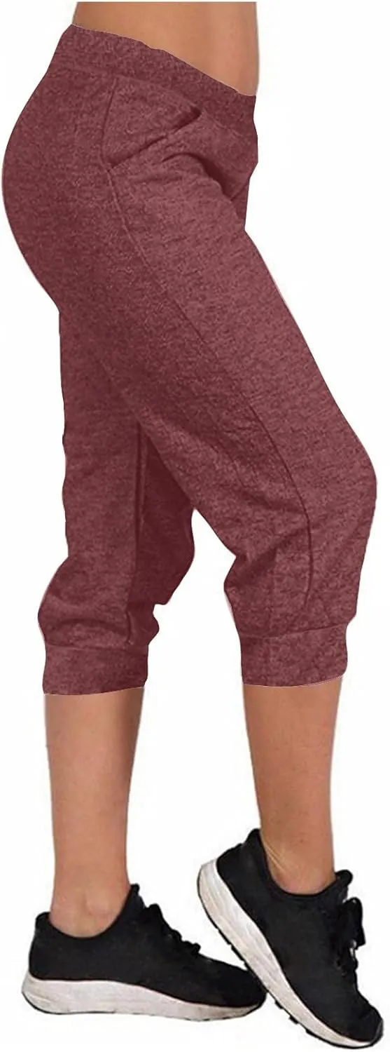 TANGNADE Active Capri Pants for Women Joggers Stretch Lightweight Casual Pant Capri with Drawstring Pockets Hiking Pants
