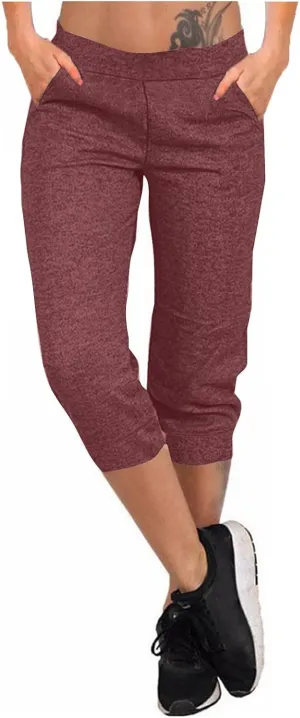 TANGNADE Active Capri Pants for Women Joggers Stretch Lightweight Casual Pant Capri with Drawstring Pockets Hiking Pants