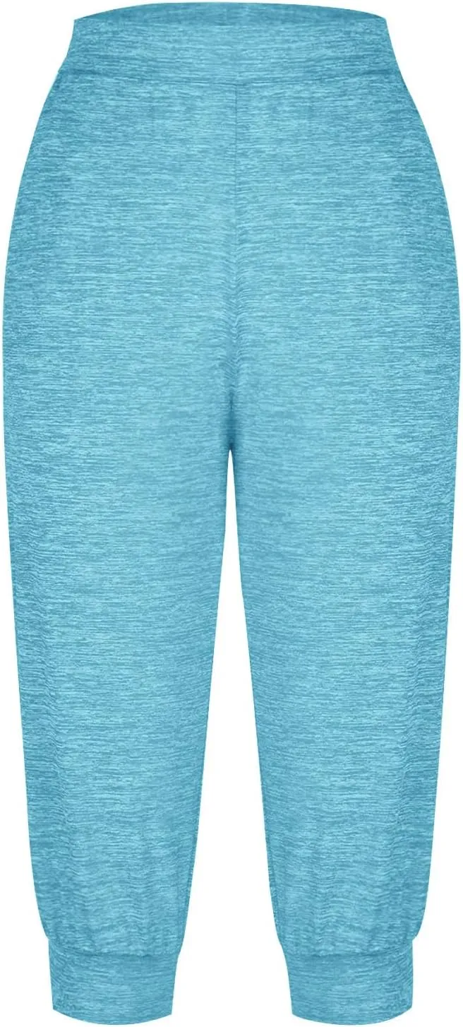 TANGNADE Active Capri Pants for Women Joggers Stretch Lightweight Casual Pant Capri with Drawstring Pockets Hiking Pants