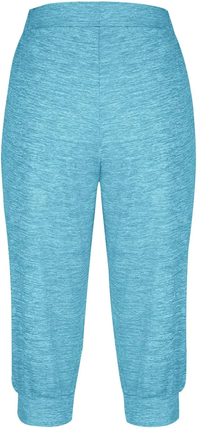 TANGNADE Active Capri Pants for Women Joggers Stretch Lightweight Casual Pant Capri with Drawstring Pockets Hiking Pants