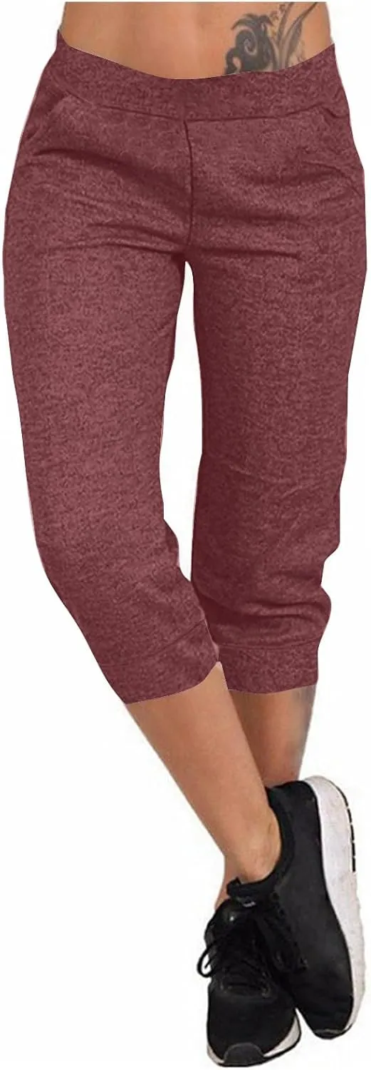TANGNADE Active Capri Pants for Women Joggers Stretch Lightweight Casual Pant Capri with Drawstring Pockets Hiking Pants