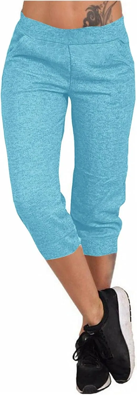 TANGNADE Active Capri Pants for Women Joggers Stretch Lightweight Casual Pant Capri with Drawstring Pockets Hiking Pants