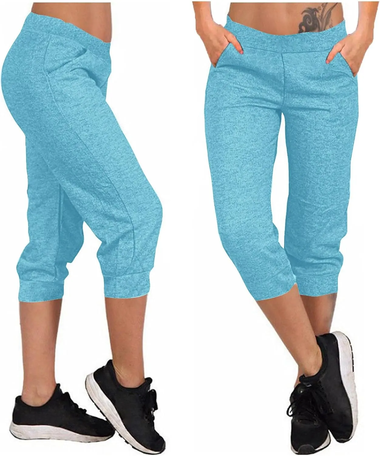 TANGNADE Active Capri Pants for Women Joggers Stretch Lightweight Casual Pant Capri with Drawstring Pockets Hiking Pants