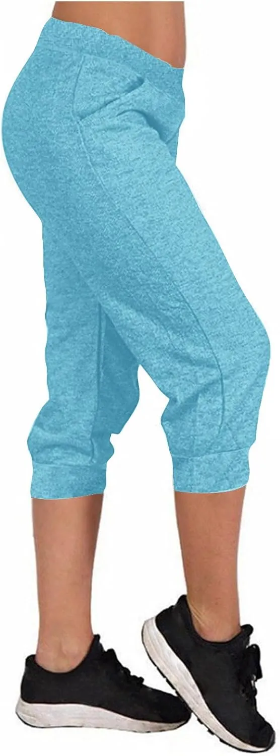 TANGNADE Active Capri Pants for Women Joggers Stretch Lightweight Casual Pant Capri with Drawstring Pockets Hiking Pants