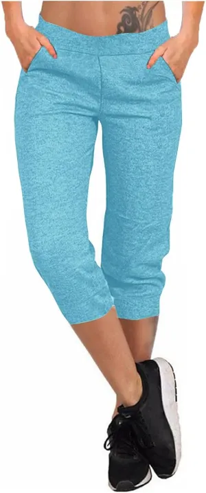 TANGNADE Active Capri Pants for Women Joggers Stretch Lightweight Casual Pant Capri with Drawstring Pockets Hiking Pants