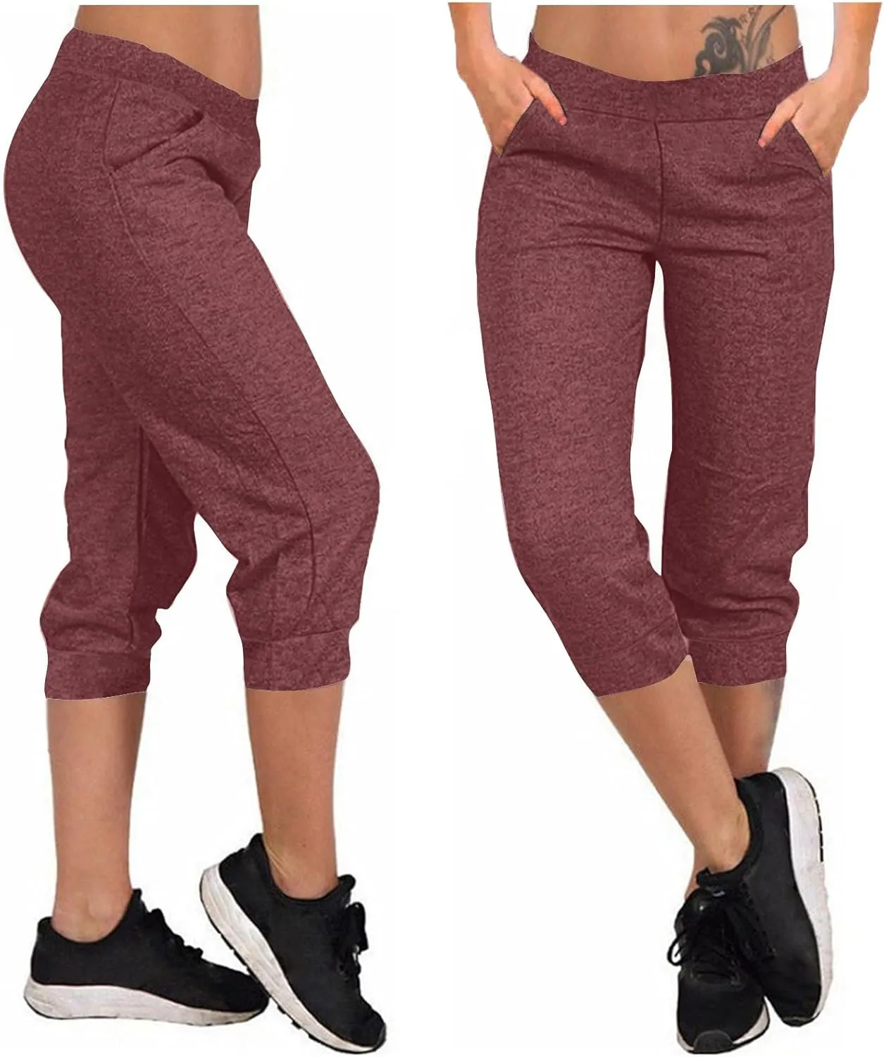 TANGNADE Active Capri Pants for Women Joggers Stretch Lightweight Casual Pant Capri with Drawstring Pockets Hiking Pants