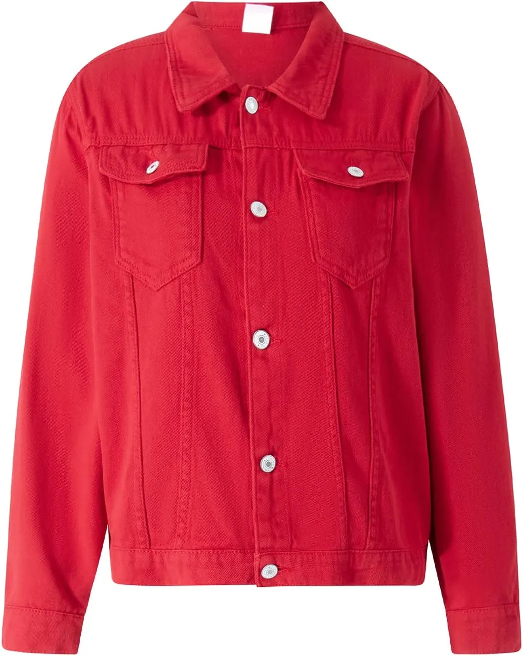Tempura Womens Solid Color Denim Jacket Coat Casual Long Sleeve Button Down Pockets Jean Jacket