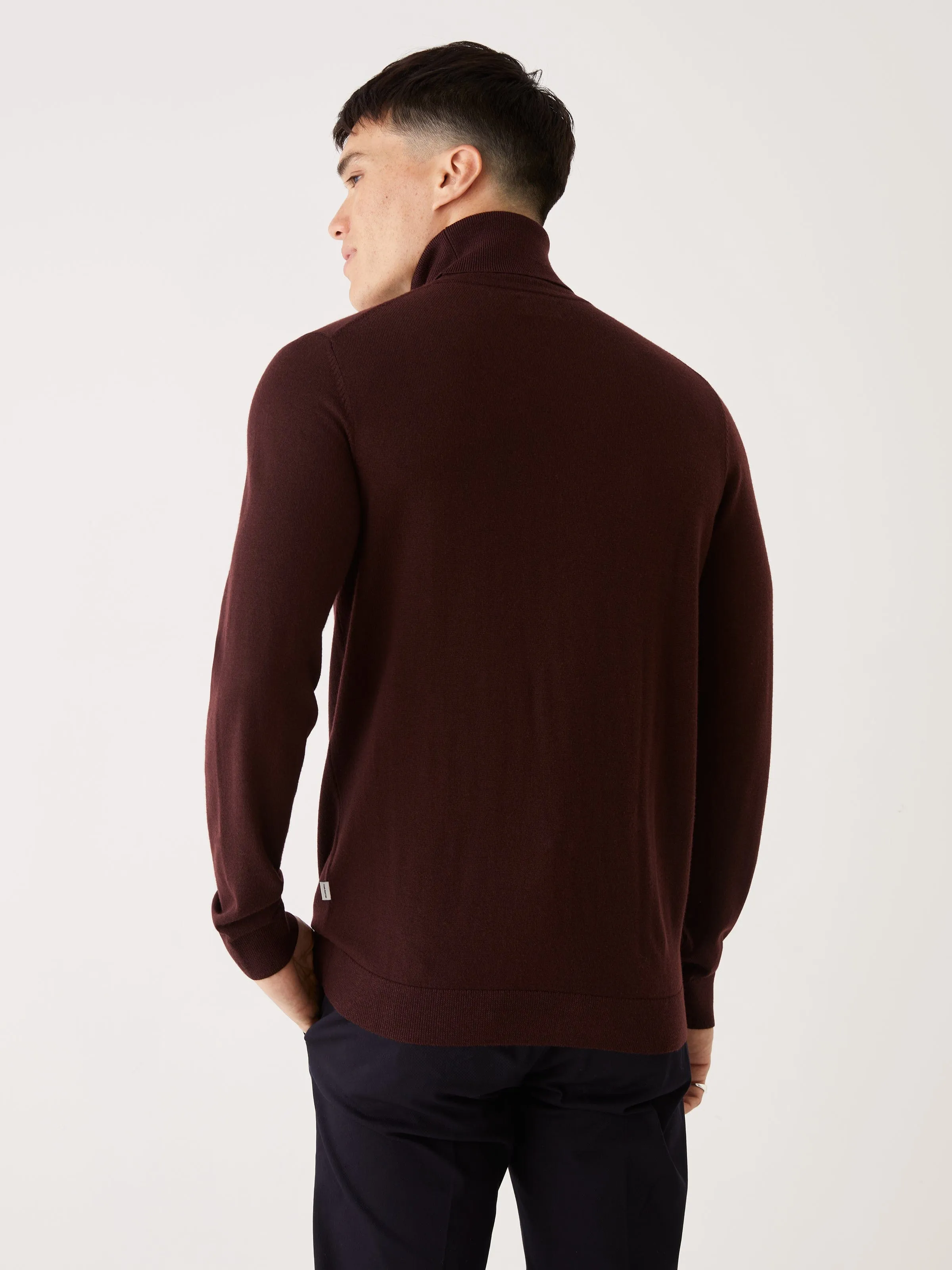 The Merino Wool Turtleneck Sweater in Dark Red