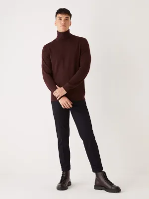 The Merino Wool Turtleneck Sweater in Dark Red