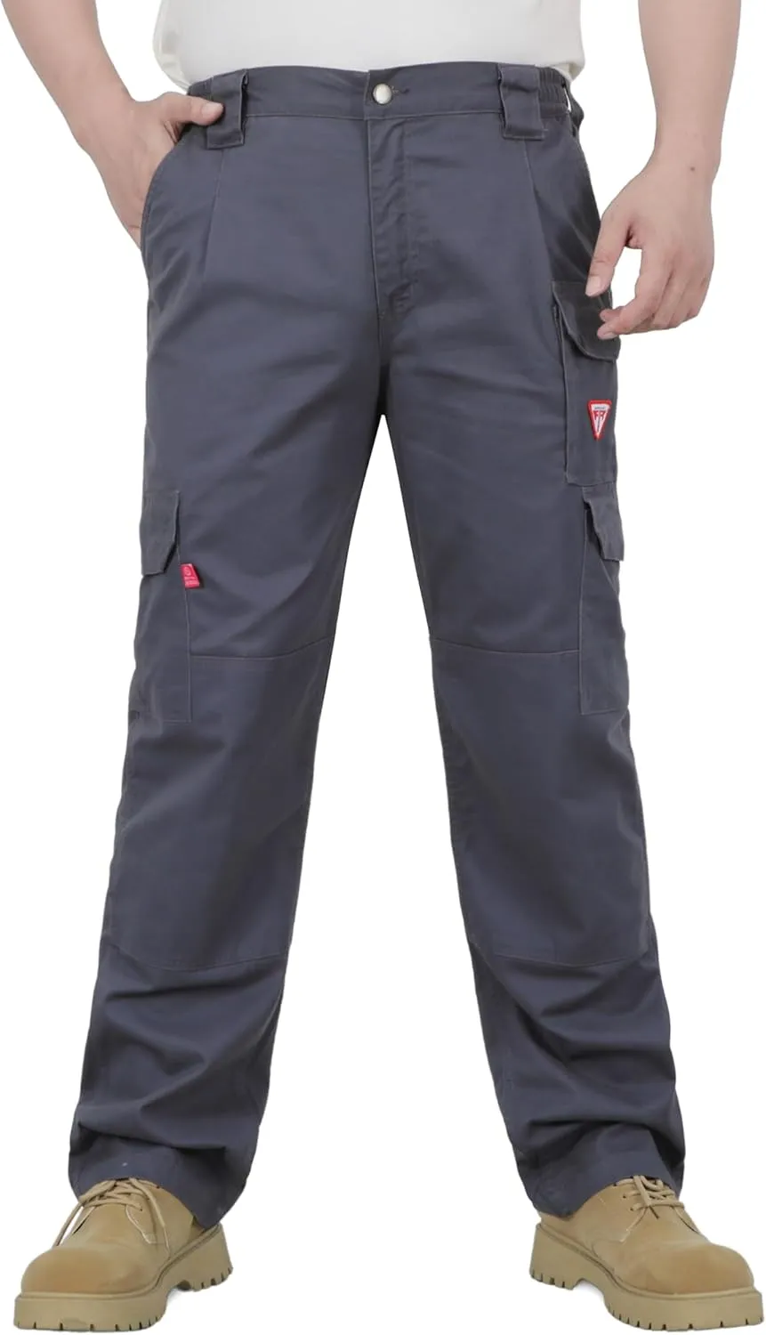 TICOMELA FR Pants for Men Flame Resistant Cargo Pants Lightweight 100% Cotton NFPA2112 7.5oz Elastic Waist Pants