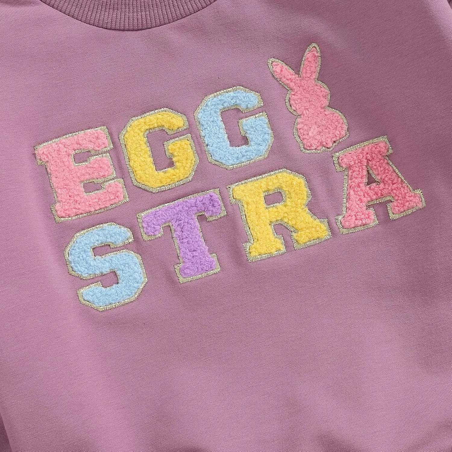 Toddler Boys Girls Easter Outfit Baby Kids Egg Star Crewneck Sweatshirt Oversize Pullover Bunny Shirt Holiday Clothes
