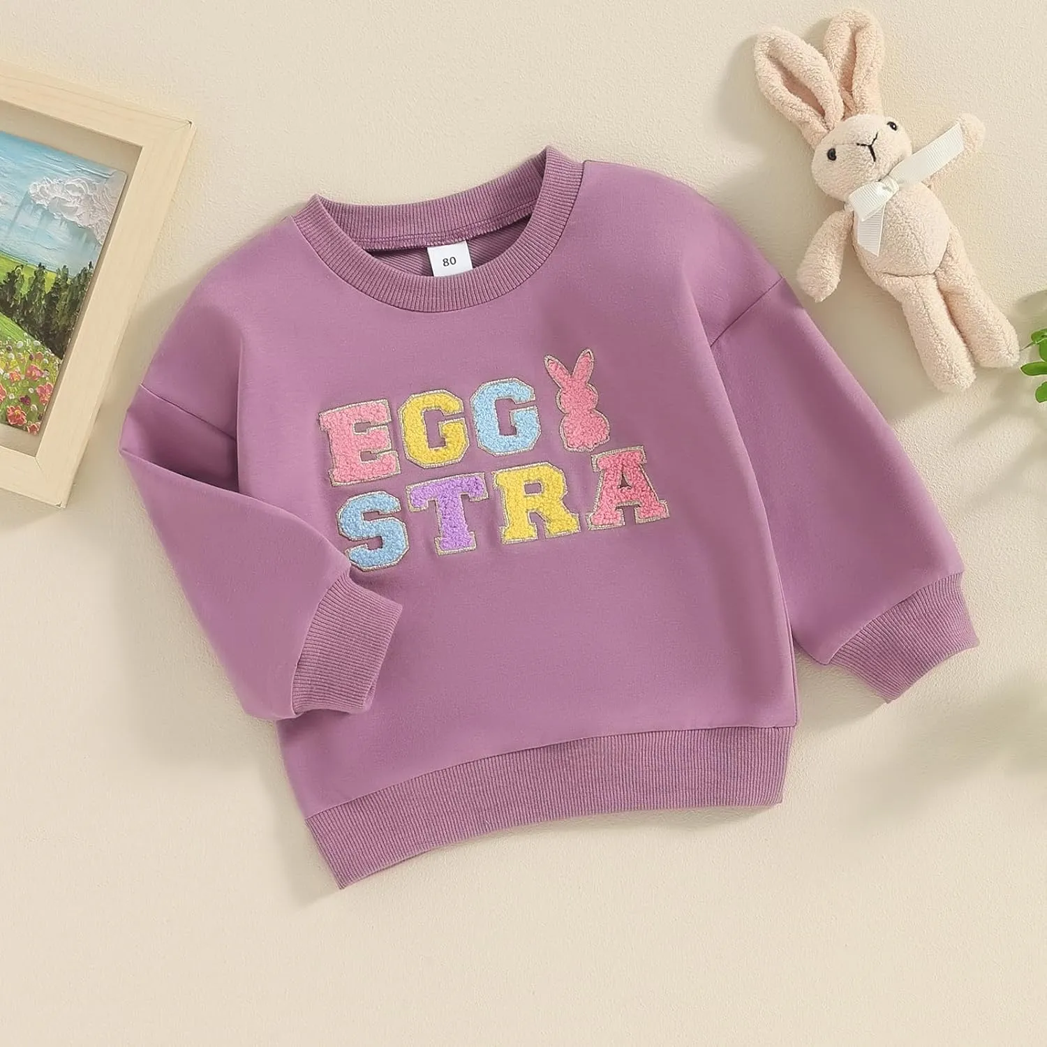 Toddler Boys Girls Easter Outfit Baby Kids Egg Star Crewneck Sweatshirt Oversize Pullover Bunny Shirt Holiday Clothes