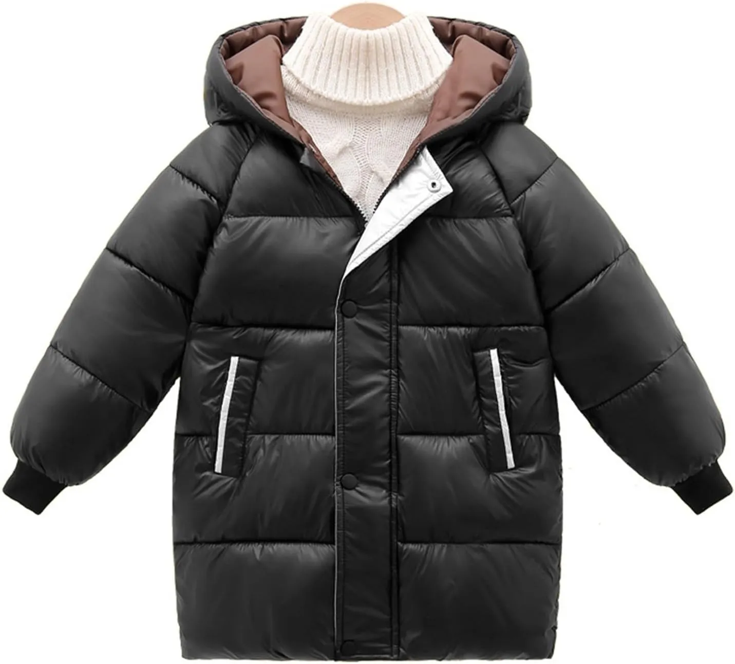 Toddler Children's Boys Girls Winter Coat Long Puffer Down Jacket Windproof Warm Jacket Hooded Outwear Thick Padded Coat